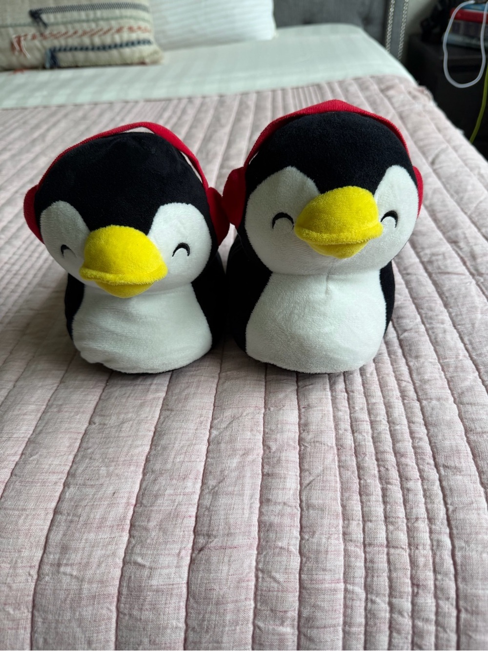 Black White Yellow Penguin Kids Slippers - Toddler 9-12